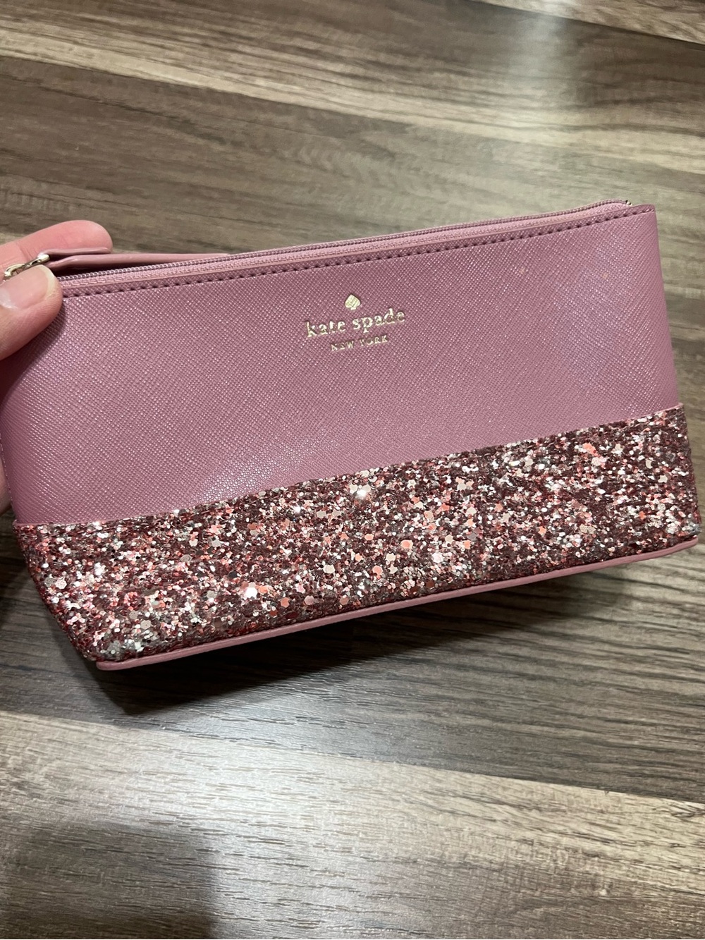 Kate Spade Pink Glitter Accent Cosmetic Pouch